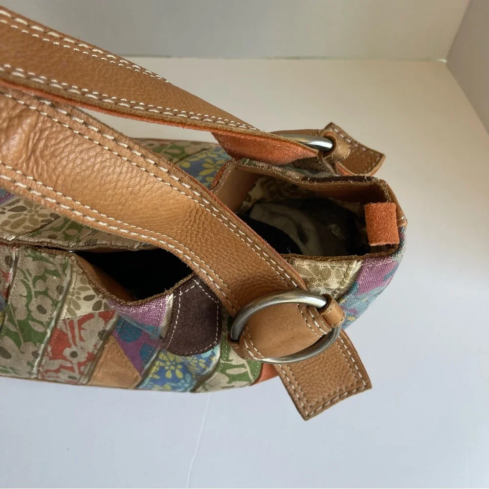 Patchwork Floral Suede & Leather Tote - Tan Multi